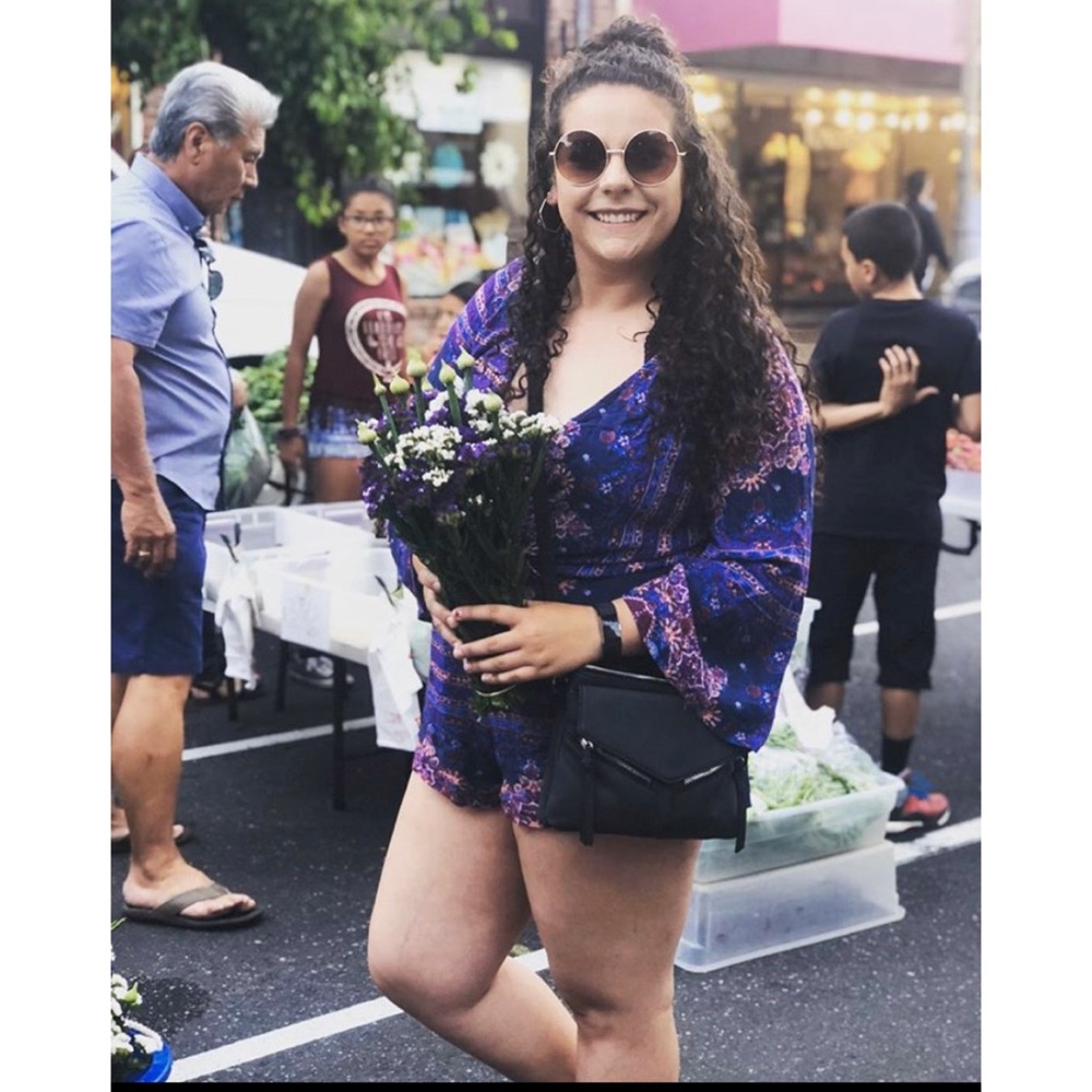 Purple/ pink floral long sleeve romper